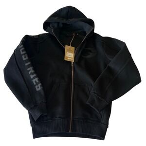 GASP Industries Black Full Zip Hoodie Logo Print Men's Athletic Size Small